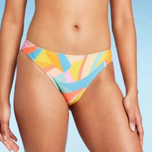 NWT Wild Fable Women's Ultra Cheeky Multi Abstract Print Swim Bottoms XXS 00 - Picture 1 of 6